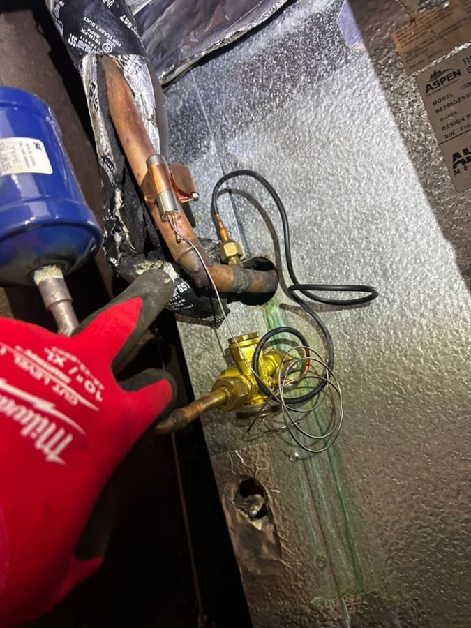 Refrigerant valve work at an air handler